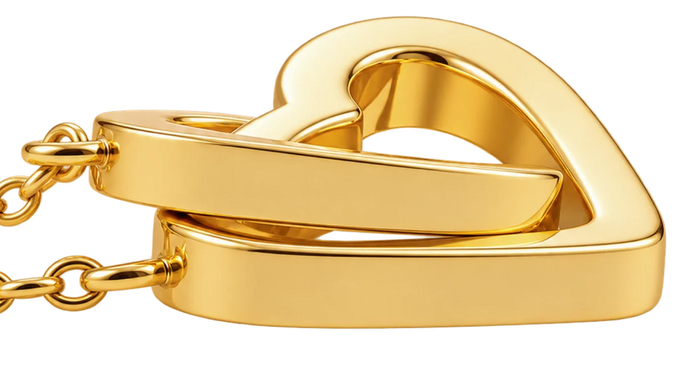 Two linked hearts illustrating engraving placement